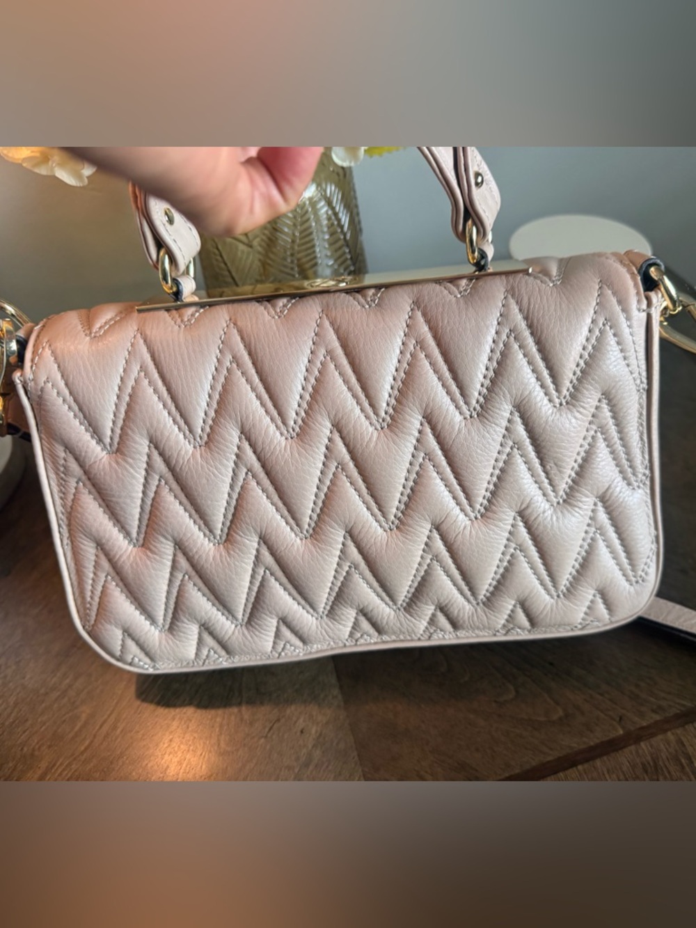 Mario Valentino Quilted Top-Handle Shoulder Bag in Blush Pink - Picture 2 of 11